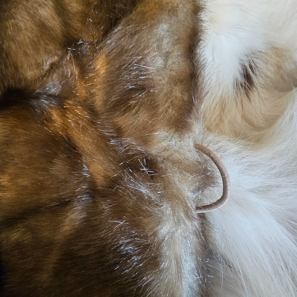 Vintage XS Rachel Zoe Horizontal Chestnut Faux Mink Cropped Fur Coat Soft - Picture 9 of 12